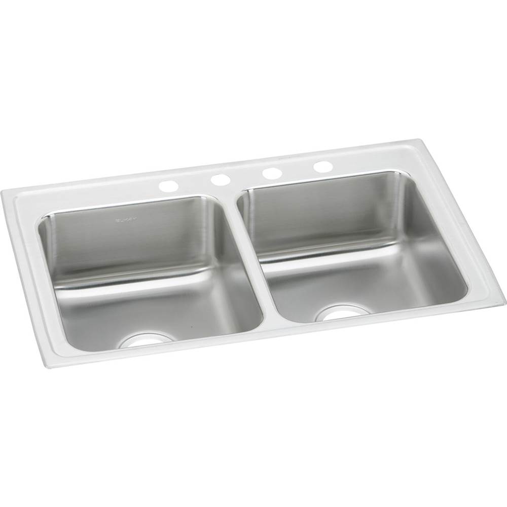 Elkay Lustertone Classic Stainless Steel 29'' x 18'' x 5-1/2'', 2-Hole Equal Double Bowl Drop-in ADA Sink