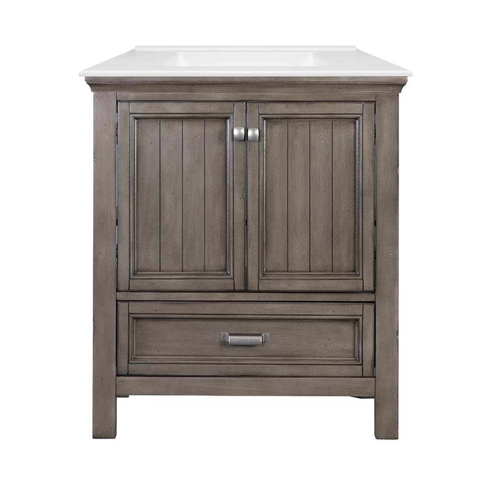 CRAFT + MAIN Brantley 31'' Distressed Grey Vanity with White Fine Fire Clay Top