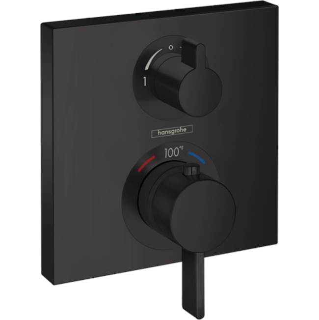 Hansgrohe Ecostat Square Thermostatic Trim with Volume Control in Matte Black