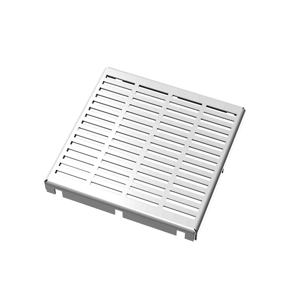 Infinity Drain 5''x5'' LQ5 Lines Pattern Top Plate in Polished Stainless Steel