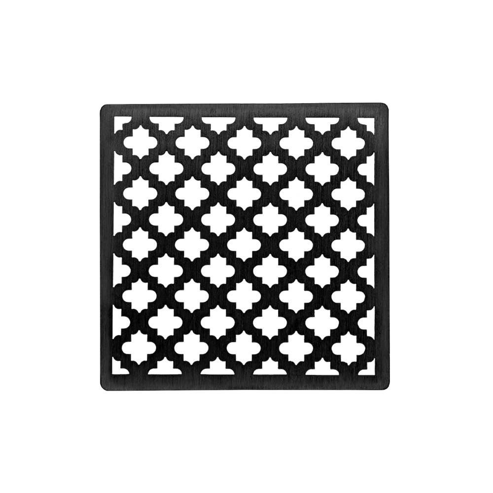 Infinity Drain 4'' x 4'' Moor Pattern Decorative Plate for M 4, MD 4, MDB 4 in Matte Black