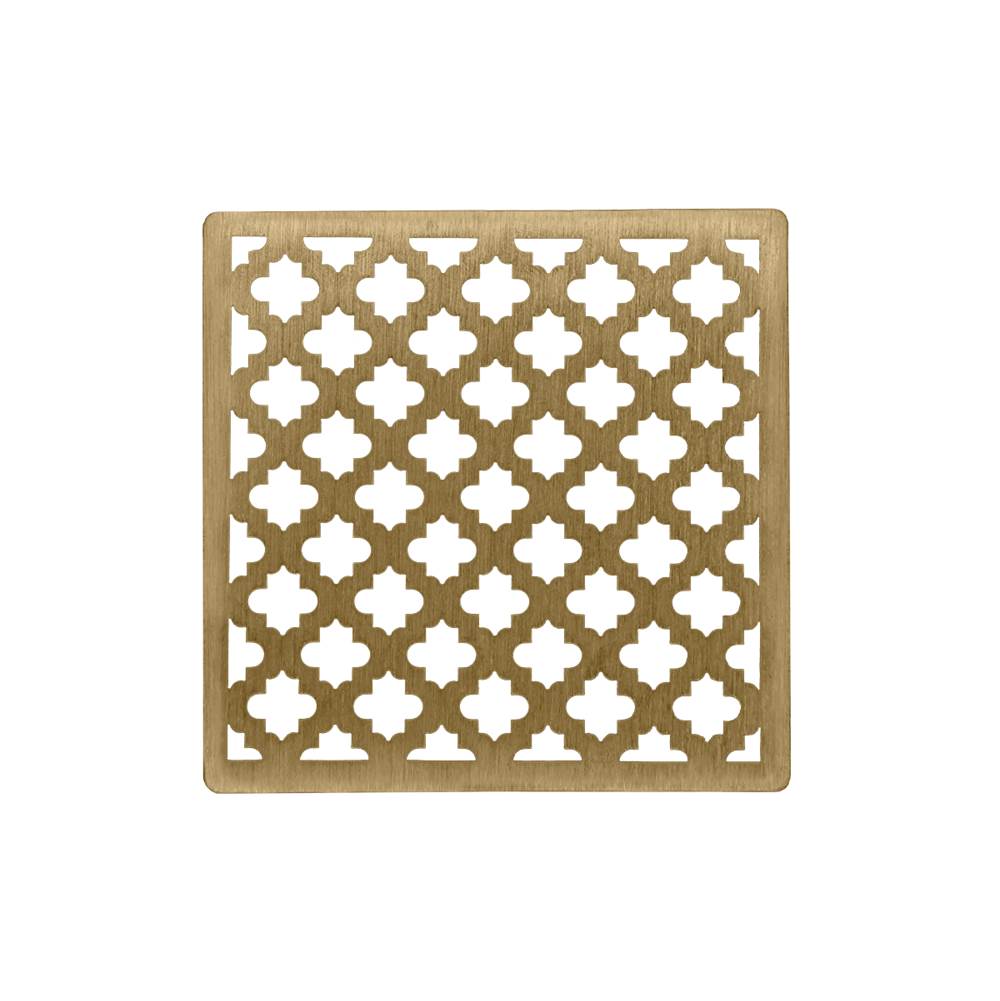 Infinity Drain 4'' x 4'' Moor Pattern Decorative Plate for M 4, MD 4, MDB 4 in Satin Bronze