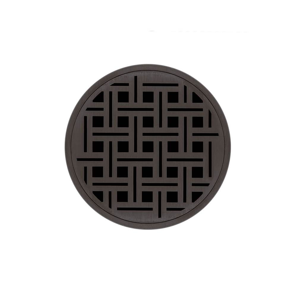 Infinity Drain 5'' Round RVD 5 High Flow Complete Kit with Weave Pattern Decorative Plate in Oil Rubbed Bronze with ABS Drain Body, 3'' Outlet
