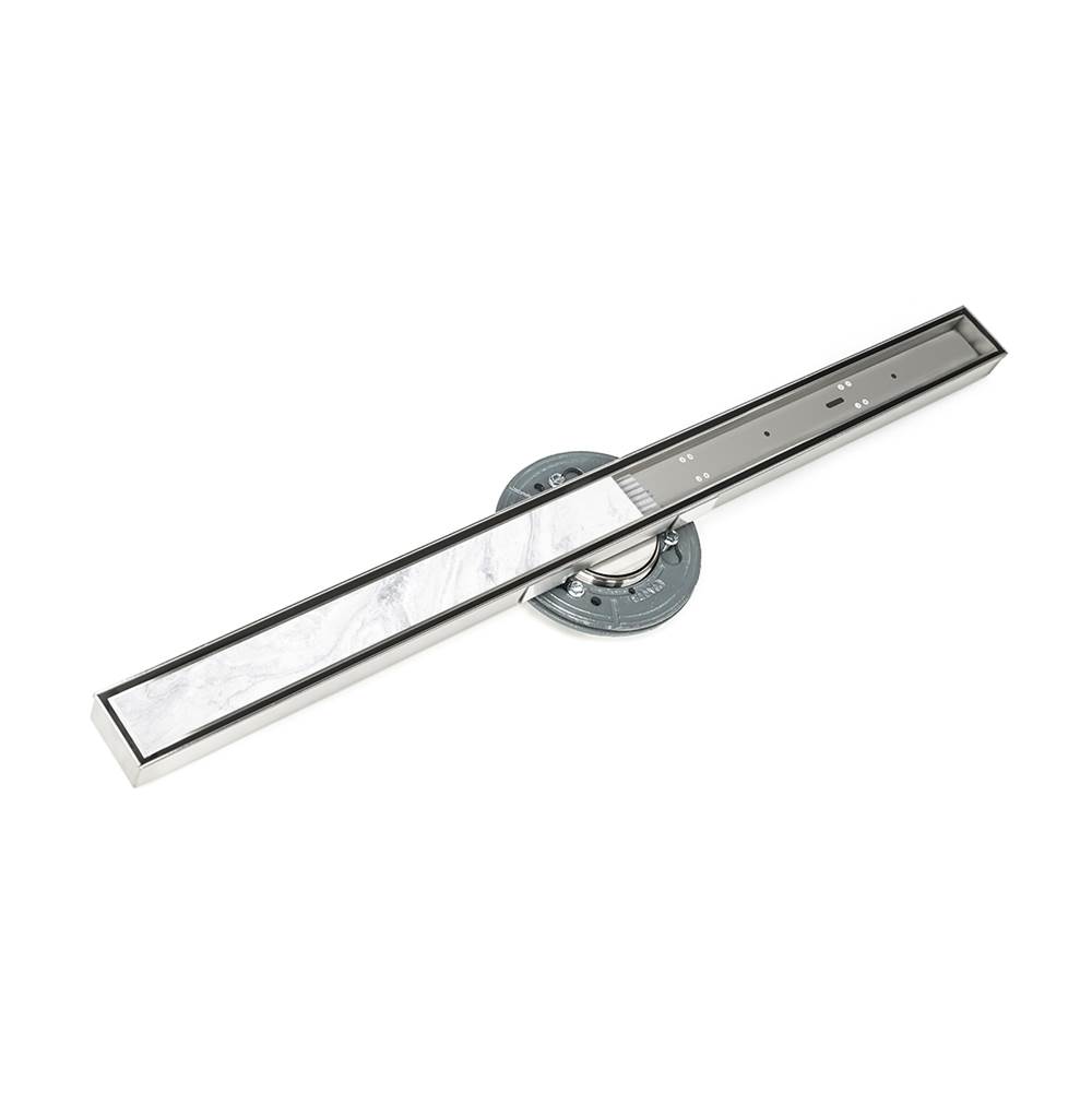 Infinity Drain 60'' S-Stainless Steel Series High Flow Complete Kit with Tile Insert Frame in Satin Stainless with ABS Drain Body, 3'' Outlet
