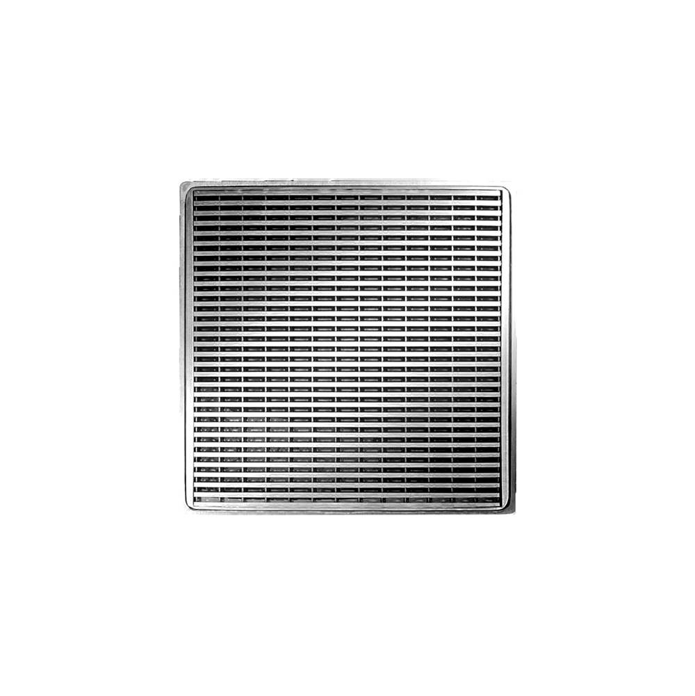 Infinity Drain 4'' x 4'' Strainer with Wedge Wire Pattern Decorative Plate and 2'' Throat in Polished Stainless for WD 4