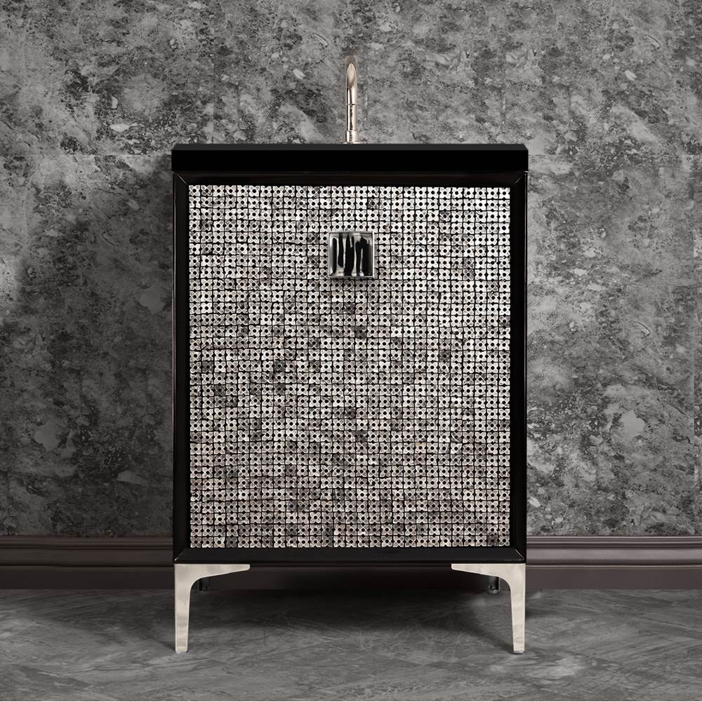 Linkasink MOTHER OF PEARL with 3'' Artisan Glass Prism Hardware 24'' Wide Vanity, Black, Polished Nickel Hardware, 24'' x 22'' x 33.5'' (without vanity top)