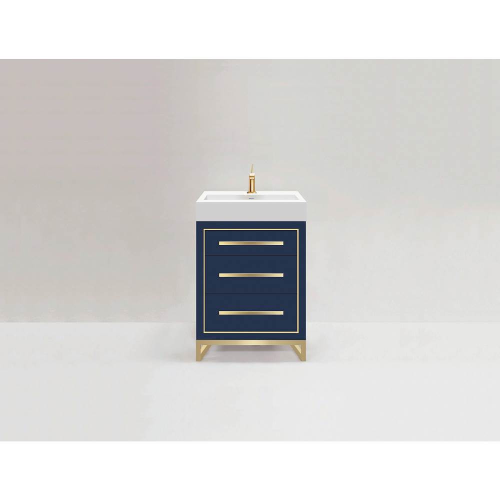 Madeli Estate 24''. Sapphire, Free Standing Cabinet, Brushed Nickel, Handles(X3)/S-Legs(X2)/Inlay, 23-5/8''X 22''X33-1/2''
