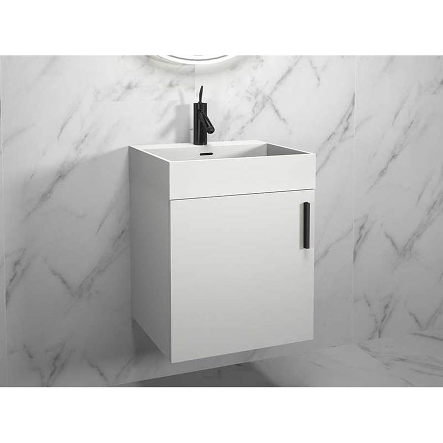 Madeli Compact 20''. White, Wall Hung Cabinet, Matte Black Handle (X1), 19-11/16''X 18'' X 20''