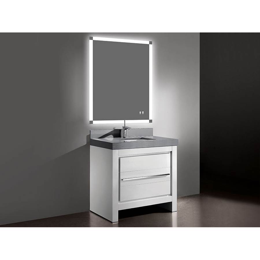 Madeli Vicenza 42''. White, Free Standing Cabinet, Polished Chrome , Handle(X1)/Leg Plates (X2), 41-5/8''X 22''X32-1/16''