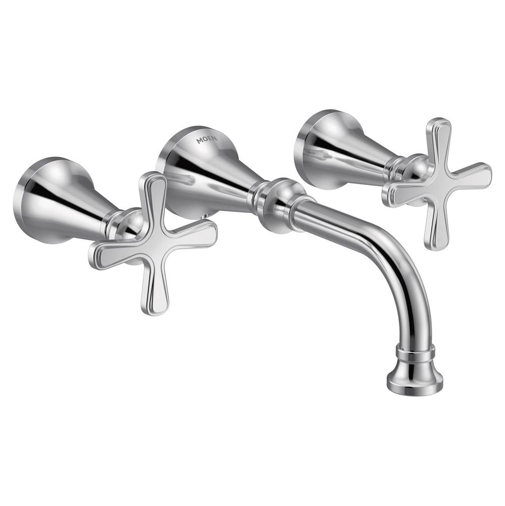 Moen Colinet Traditional Cross Handle Wall Mount Bathroom Faucet Trim, Valve Required, in Chrome