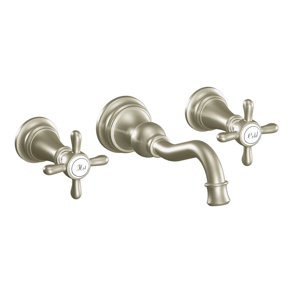 Moen Weymouth 2-Handle Wall Mount High-Arc Bathroom Faucet in Brushed Nickel (Valve Sold Separately)