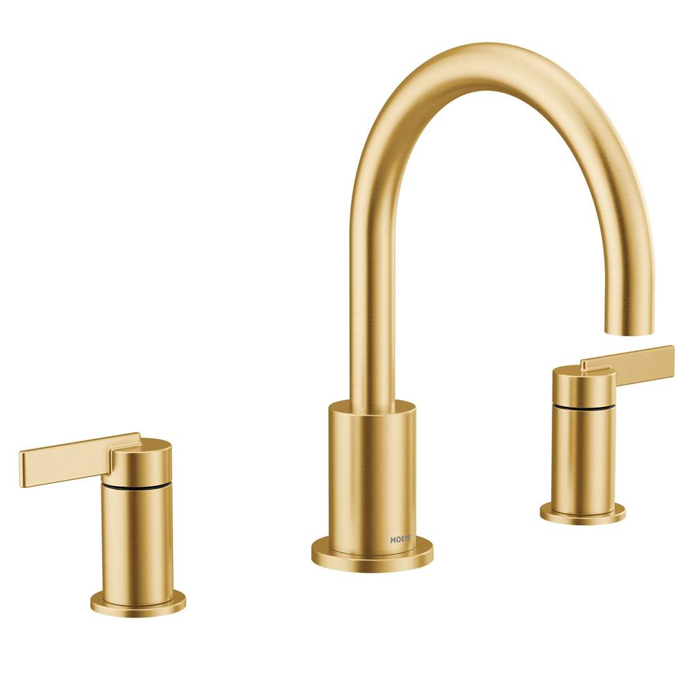 Moen Cia 2-Handle High-Arc Deck Mount Roman Tub Faucet Trim Kit in Brushed Gold (Valve Sold Separately)
