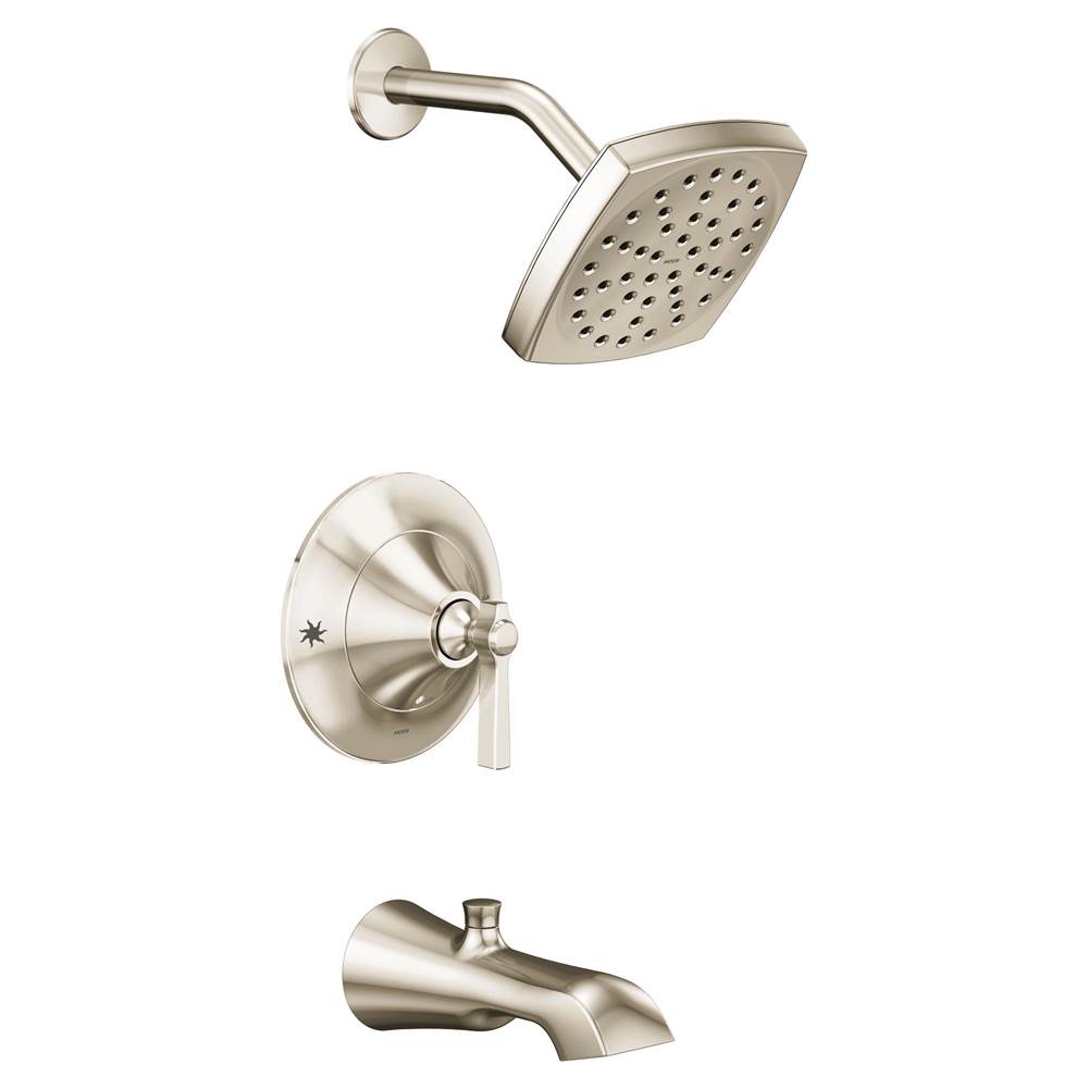 Moen Flara Posi-Temp Rain Shower 1-Handle Tub and Shower Faucet Trim Kit in Polished Nickel (Valve Sold Separately)