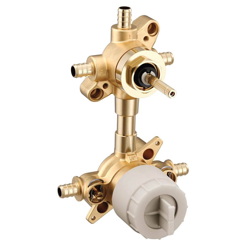 Moen M-CORE 3-Series Mixing Valve with 2 or 3 Function Integrated Transfer Valve with Crimp Ring PEX Connections and Stops