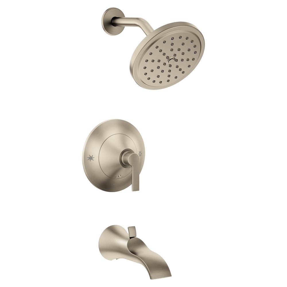 Moen Doux Posi-Temp 1-Handle Tub and Shower Faucet Trim Kit in Brushed Nickel (Valve Sold Separately)