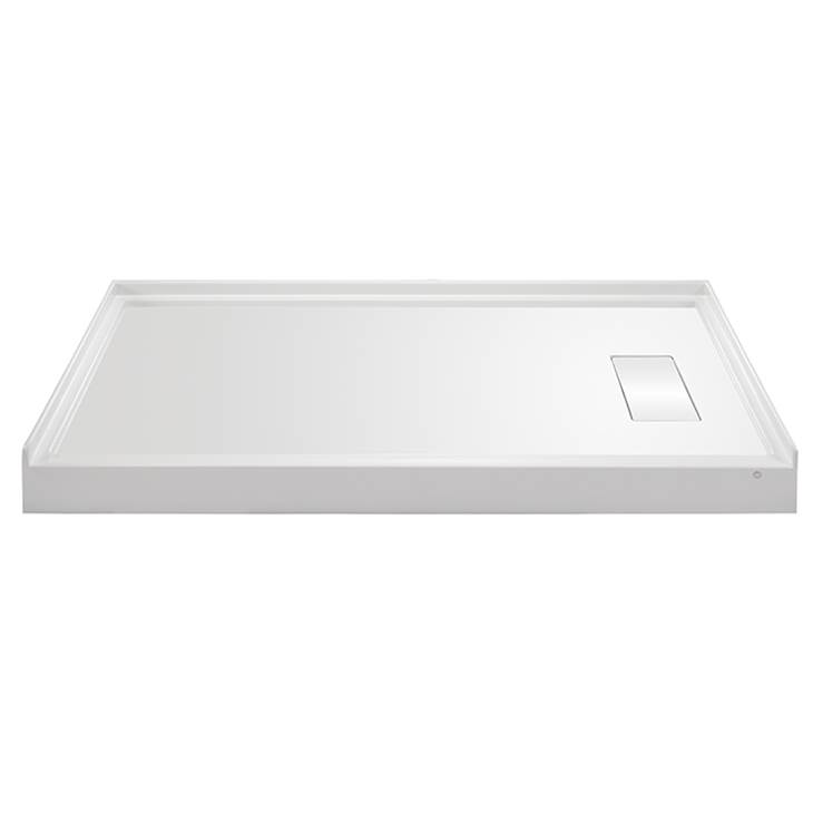MTI Baths 6036  Acrylic Cxl Rh Offset Hidden Drain 3-Sided Integral Tile Flange - Biscuit