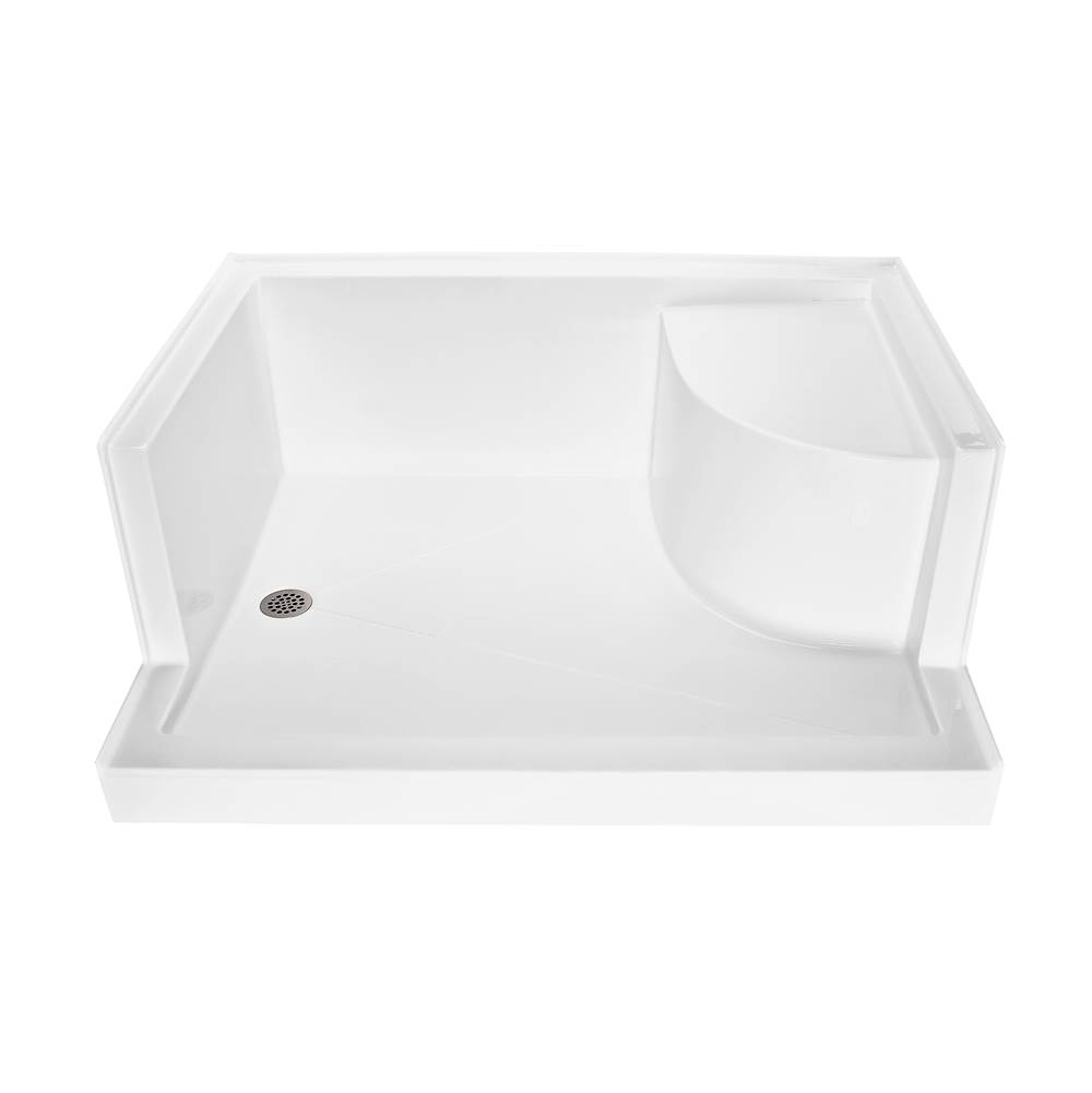 MTI Baths 6042 Acrylic Cxl Lh Drain Integral Seat/Tile Flange - Biscuit