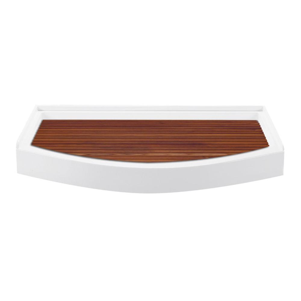 MTI Baths TEAK SHOWER TRAY FOR MTSB-6027-36 CURVED FRONT