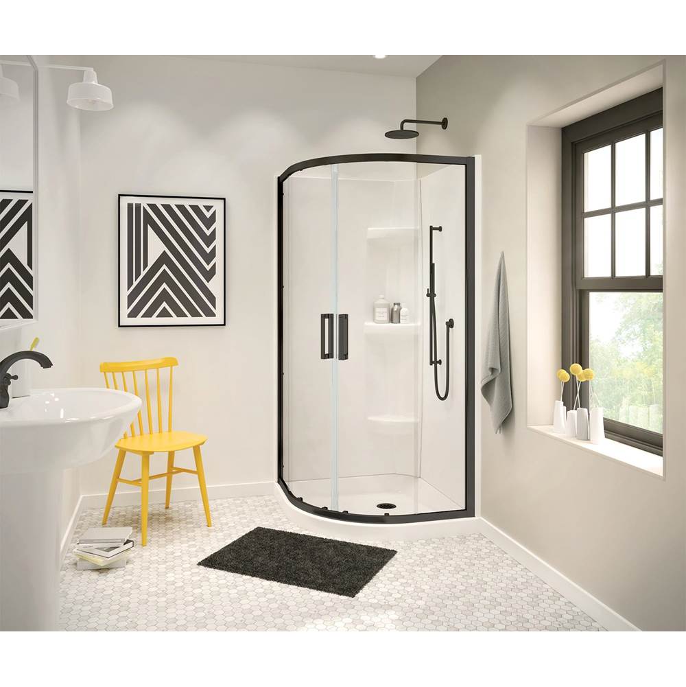 Maax Radia Neo-round 36 x 36 x 71 1/2 in. 6 mm Sliding Shower Door for Corner Installation with Clear glass in Matte Black