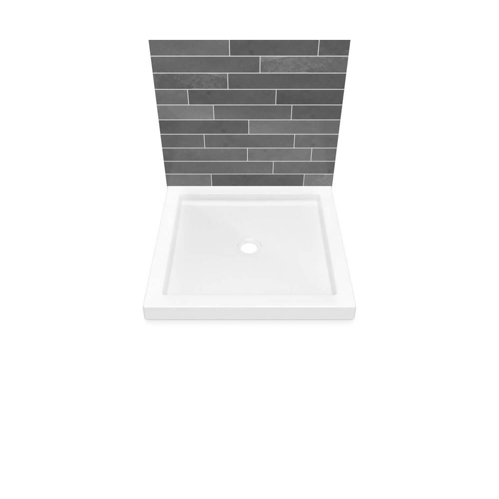 Maax B3Round 3636 Acrylic Wall Mounted Shower Base in White with Center Drain