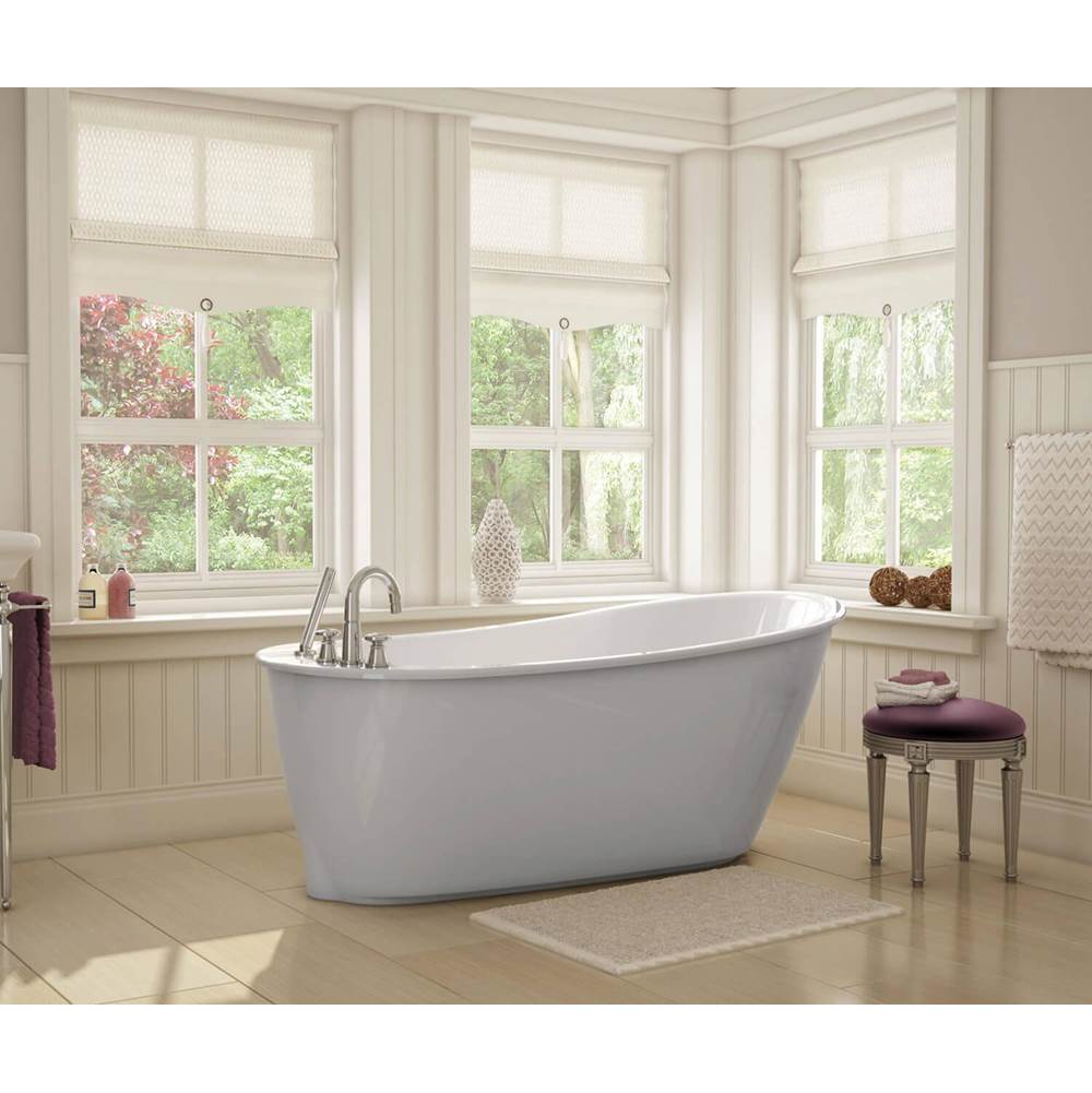 Maax Sax AcrylX Freestanding End Drain Bathtub in White with Sterling Silver Skirt