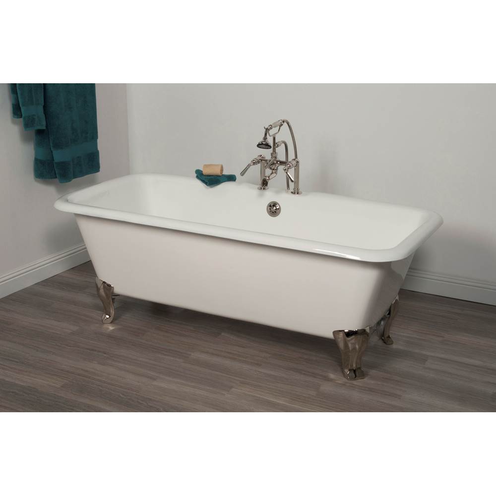 Strom Living The Charles 5'' Cast Iron Rectangular Tub On Deco Style Legs With 7'' Center To Center Deck Mount Faucet Holes