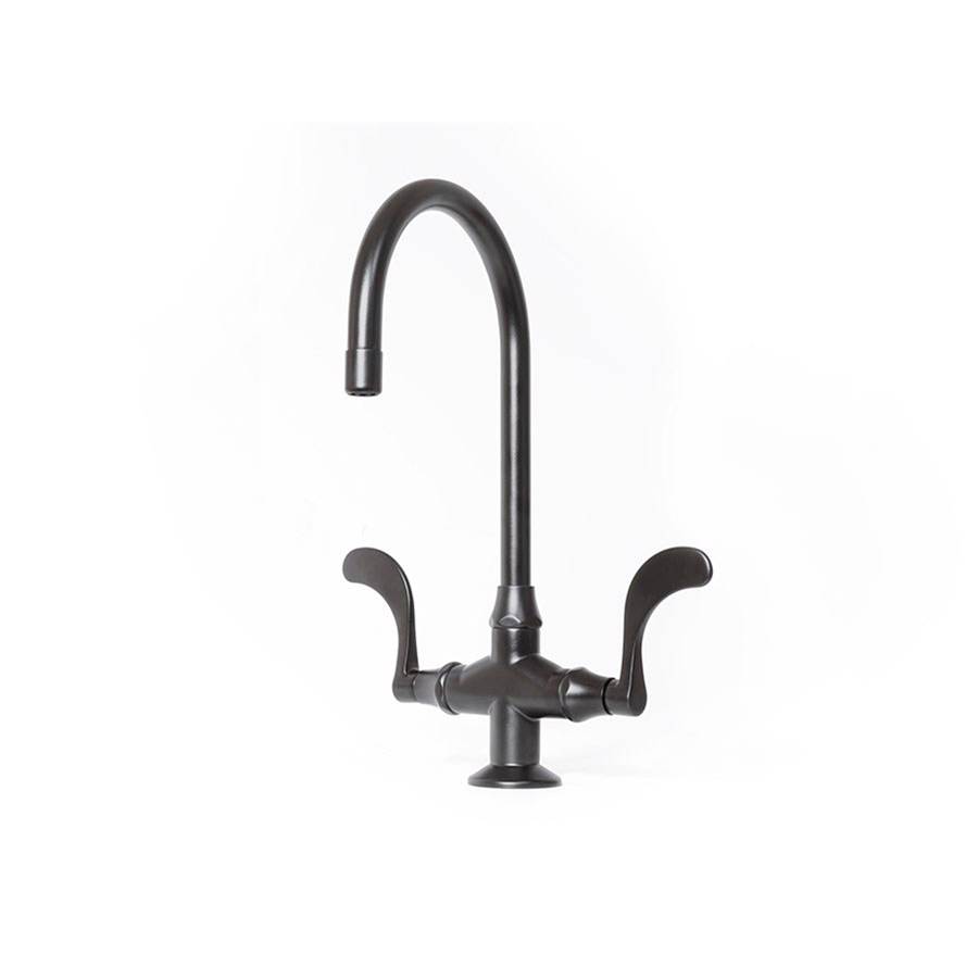 Sonoma Forge Wingnut Deck Mount Faucet With Large Swivel Gooseneck Spout 11'' Center To Aerator 8-1/2'' Spout Height