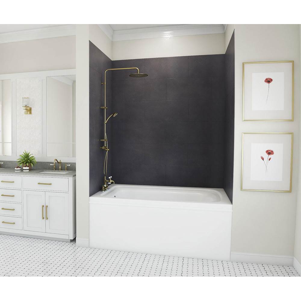 Swan TSMK72-3662 36 x 62 x 72 Swanstone® Traditional Subway Tile Glue up Tub Wall Kit in Charcoal Gray