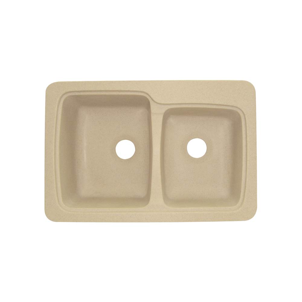 Transolid Savannah 33in x 22in Solid Surface Drop-in Double Bowl Kitchen Sink, in Matrix Khaki
