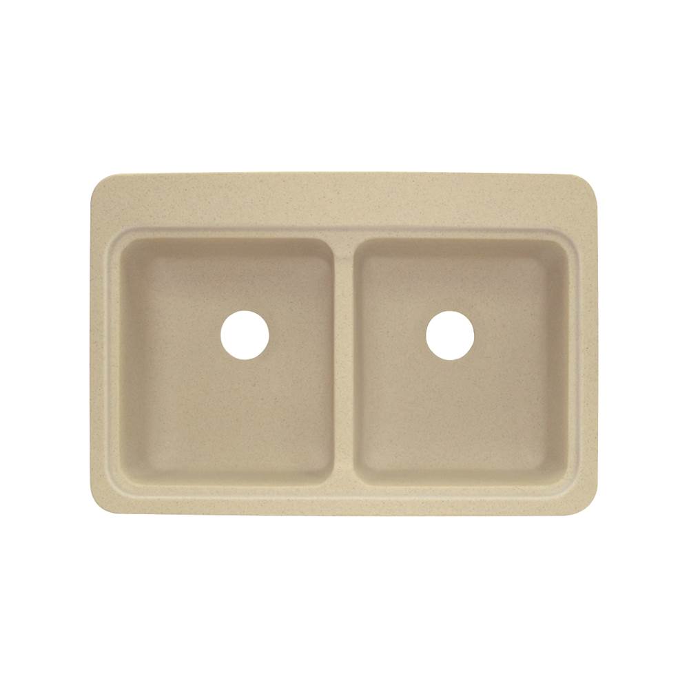 Transolid Charlotte 33in x 22in Solid Surface Drop-in Double Bowl Kitchen Sink, in Matrix Khaki
