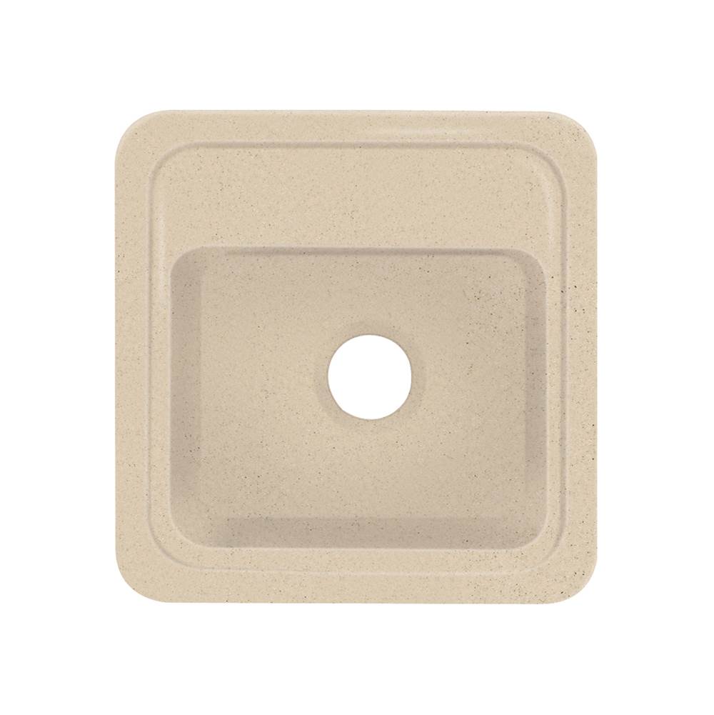 Transolid Concord 18in x 18in Solid Surface Drop-in Single Bowl Kitchen Sink, in Matrix Khaki