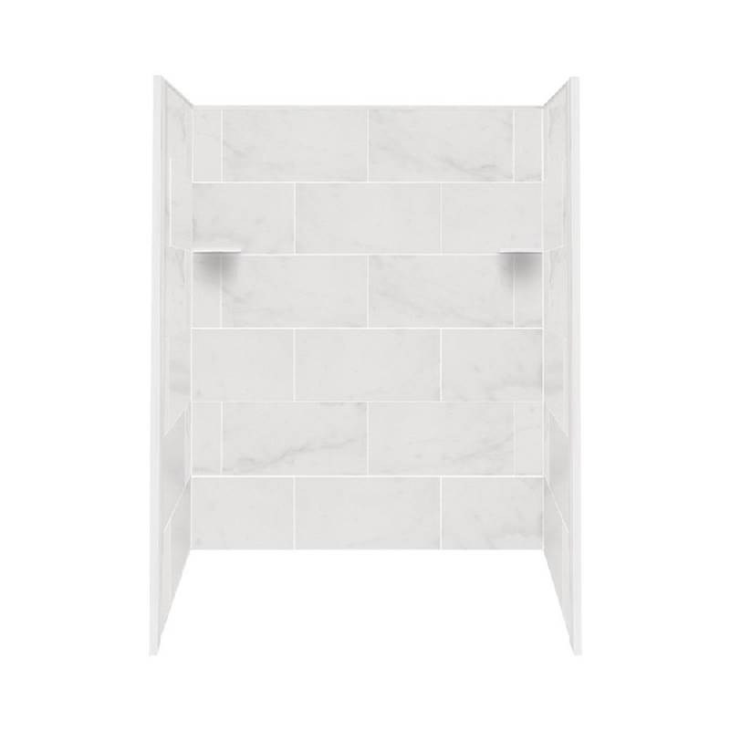 Transolid 60'' x 32'' x 60'' Solid Surface Tub Wall Surround in White Carrara