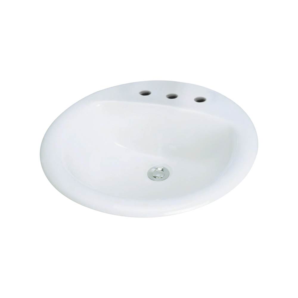 Transolid Preston Vitreous China 19-in Round Drop-in Lavatory with 8-in CC Faucet Holes