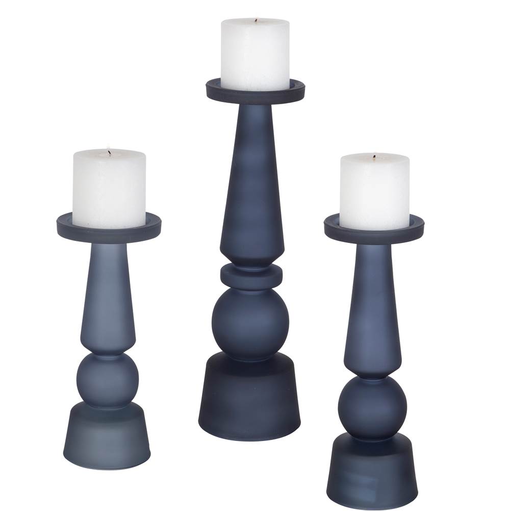 Uttermost Uttermost Cassiopeia Blue Glass Candleholders, S/3