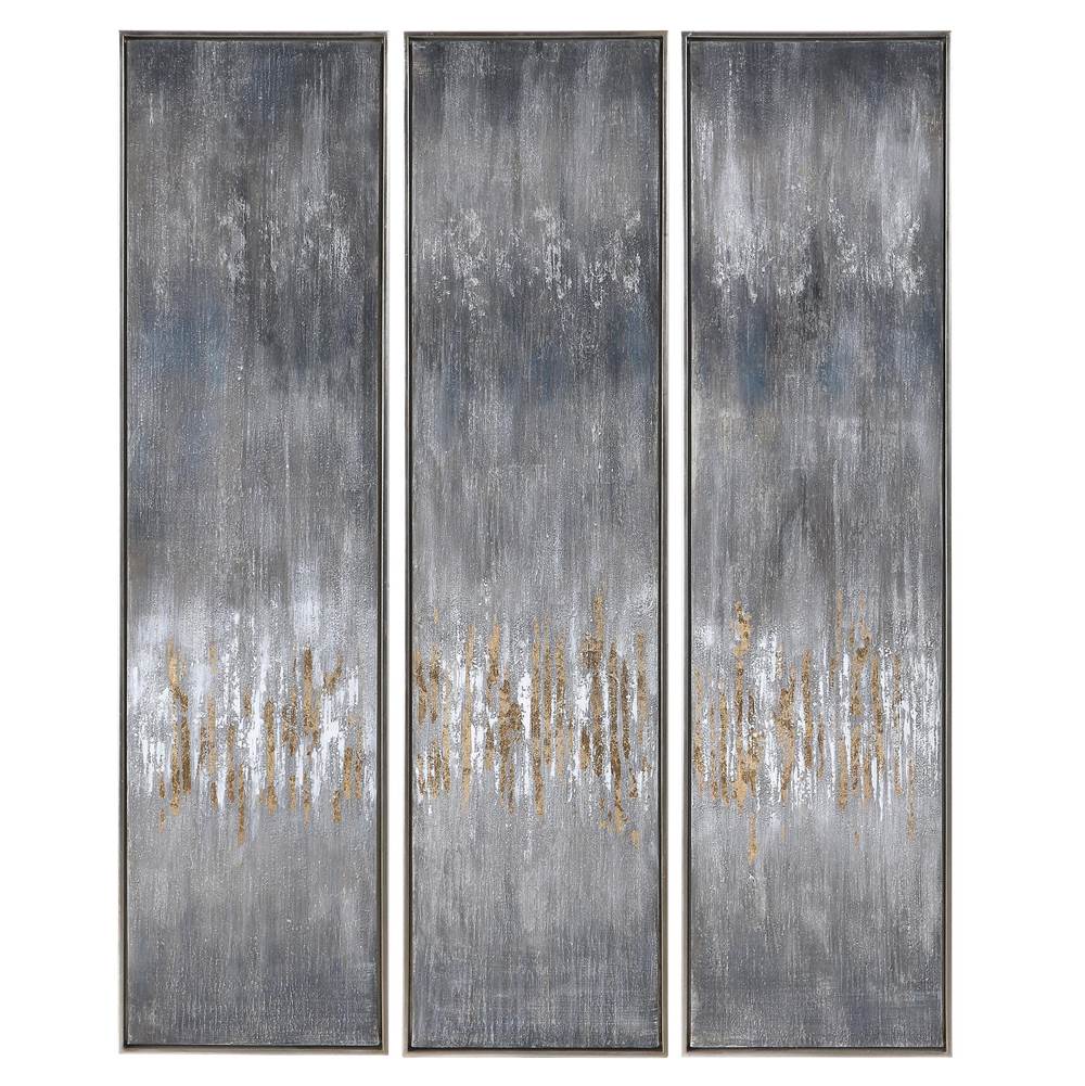Uttermost Uttermost Gray Showers Hand Painted Canvases, Set/3