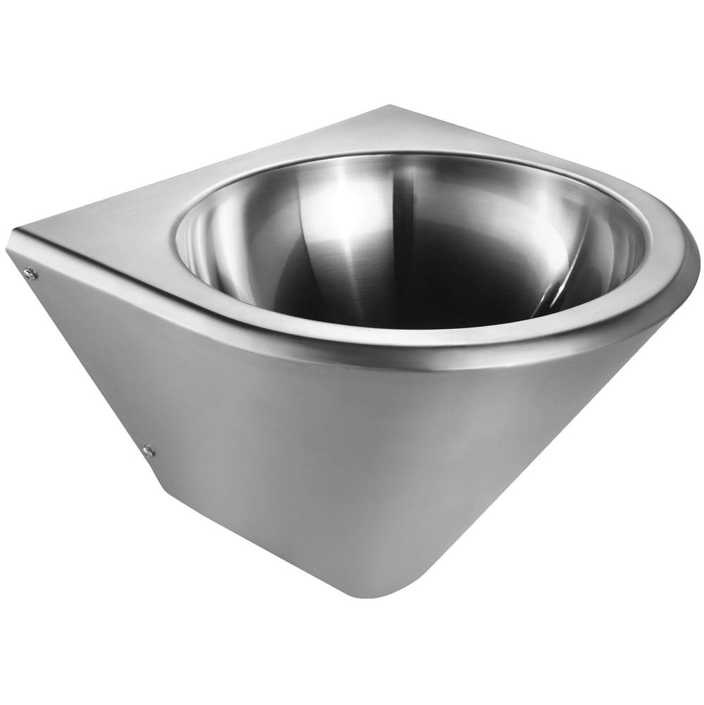 Whitehaus Collection Noah's Collection Brushed Stainless Steel Commercial Single Bowl Wall Mount Wash Basin