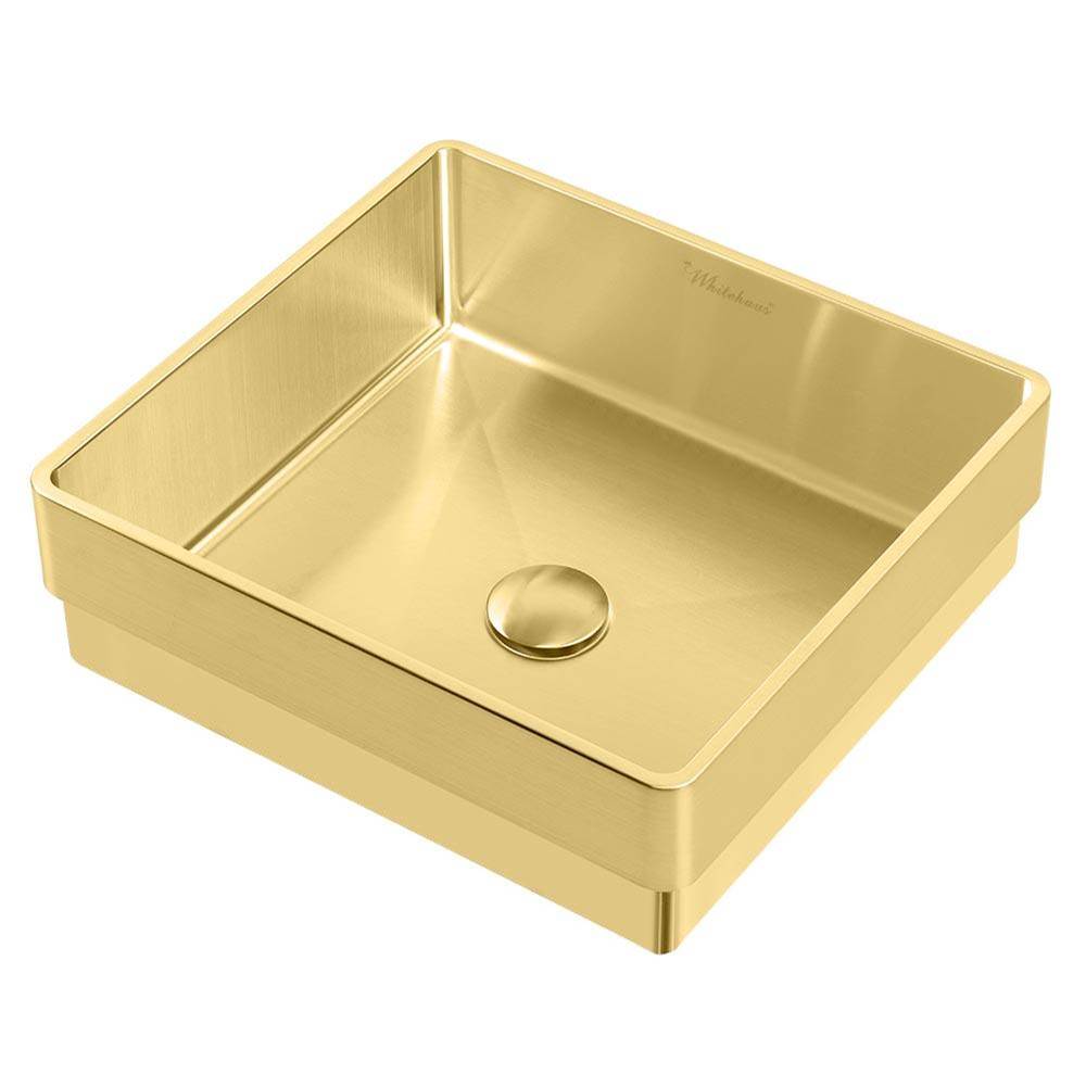 Whitehaus Collection Noah Plus 10 gauge frame, Squared Semi-recessed Basin Set with center drain
