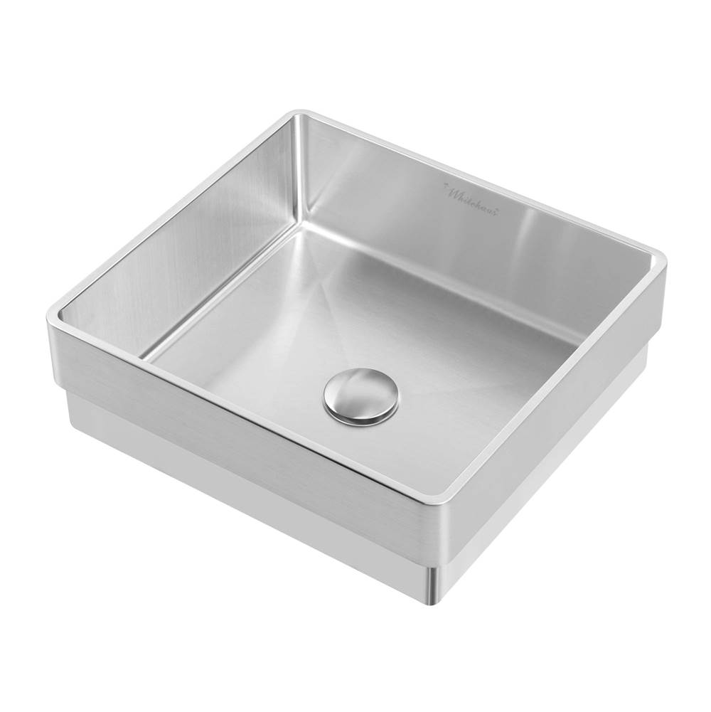 Whitehaus Collection Noah Plus 10 gauge frame, Squared Semi-recessed Basin Set with center drain